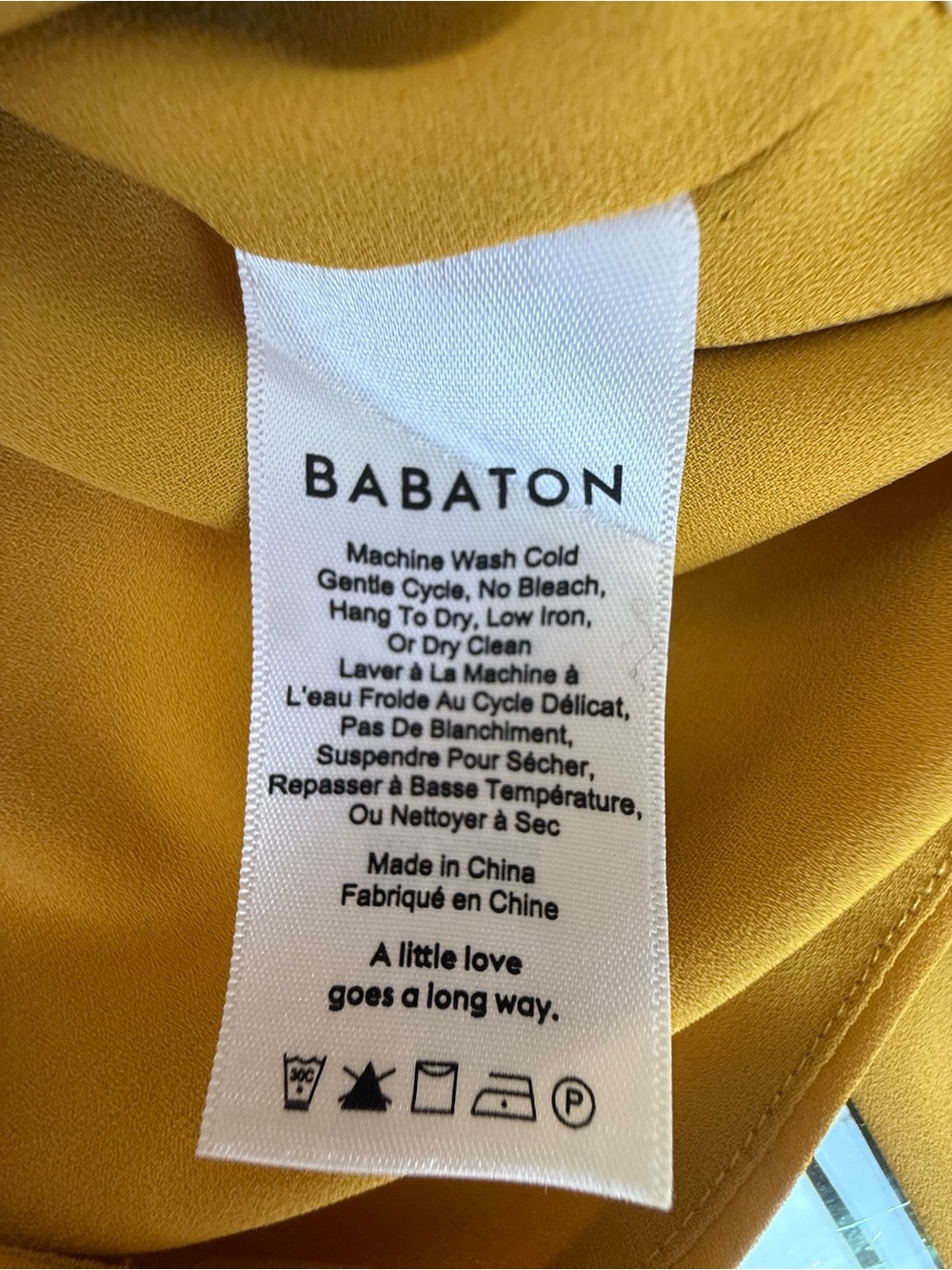 Babaton Mustard Yellow Long Sleeve V Neck Top XS Chic Minimalist Blouse - Picture 8 of 10